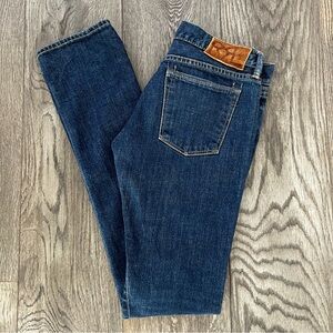 RALPH LAUREN DOUBLE RL Men’s Button Fly Slim Fit Denim Jeans Dark Wash Size 28